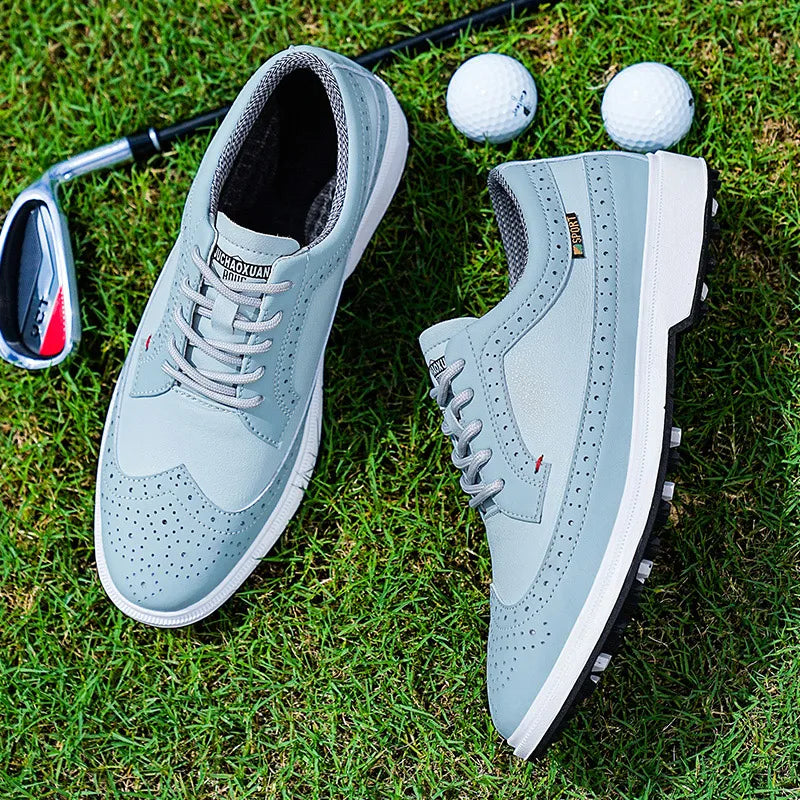 Profesionální pánské golfové boty z vysoce kvalitní kůže, prodyšná sportovní obuv na golfové soutěže a trénink, boty ve větších velikostech 39-47#