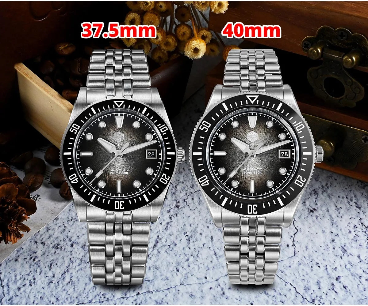 San Martin 37,5 mm 40 mm emajlirana ura z vzorcem spirale in vrtinca za moške, luksuzna potapljaška ura, Miyota 9015, avtomatski mehanski mehanizem, vodoodporna do 200 m, SN0148