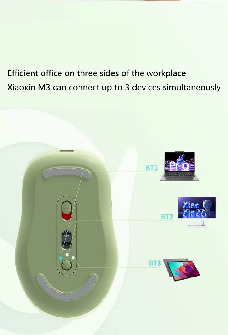 Mouse Lenovo Xiaoxin Bluetooth Wireless Mouse M3 Twilight Gray Light Sound Three Bluetooth Office Mouse