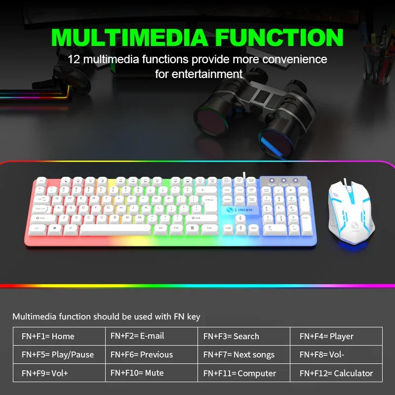 NG GTX350 Set tastiera e mouse gaming per computer e laptop con retroilluminazione, kit gamer LED cablato USB, GTX350 - Nero