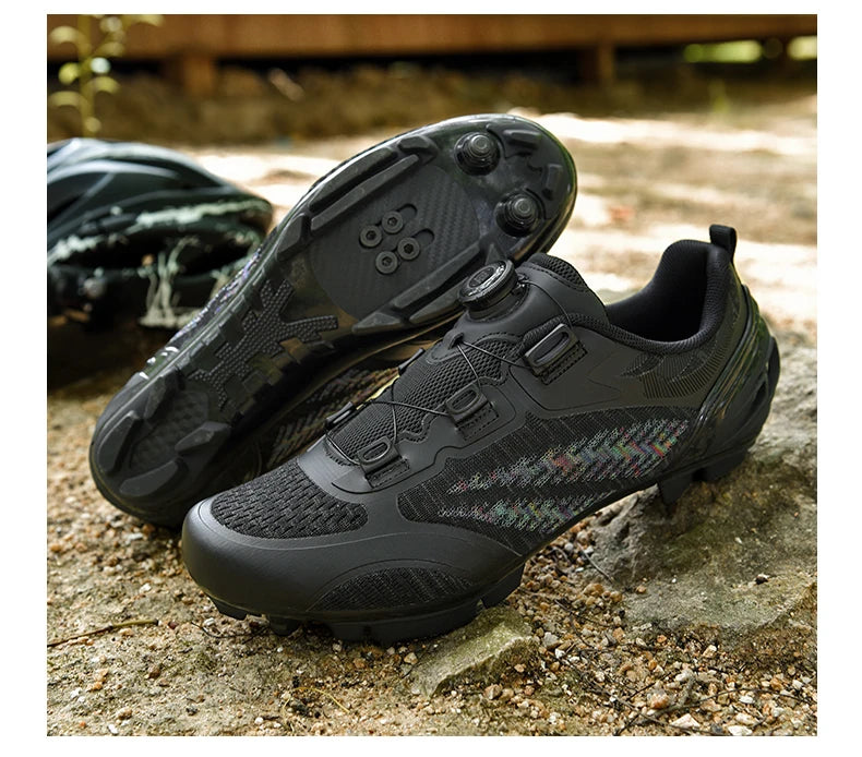 Zapatillas de ciclismo MTB para hombre y mujer T03 moradas, transpirables, de velocidad, con autocierre, para ciclismo de carretera, deporte al aire libre, competición y entrenamiento