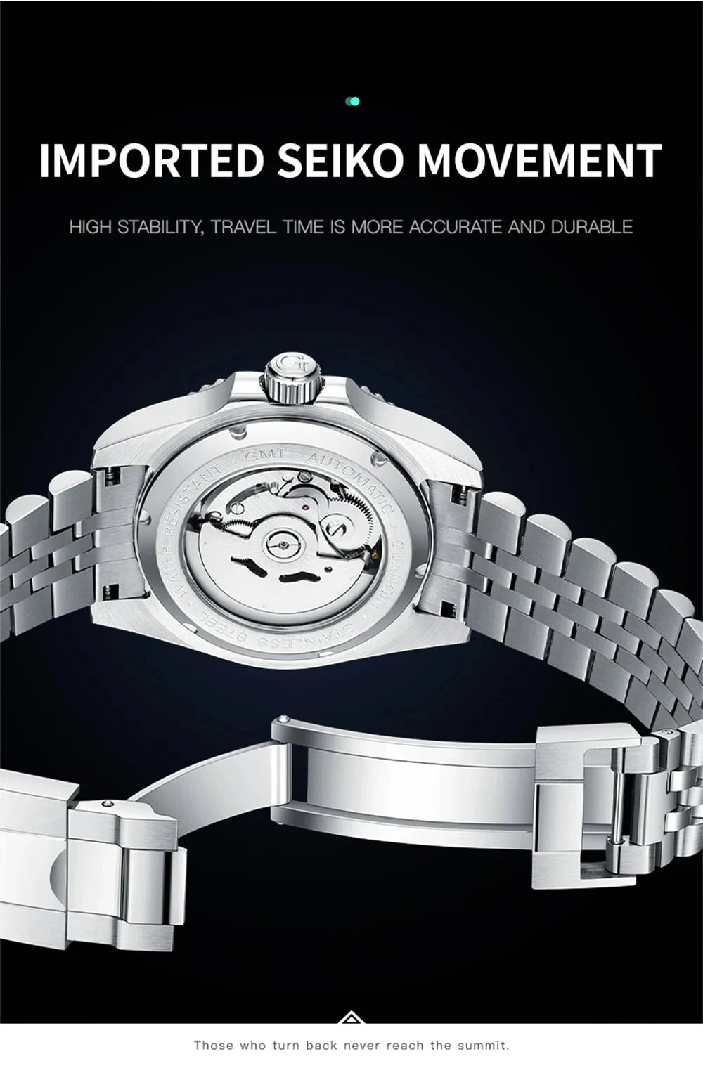Orologio da uomo GUANQIN GMT 2025, nuovo orologio automatico da uomo NH34, meccanico da polso, vetro zaffiro, acciaio inox, per mancini