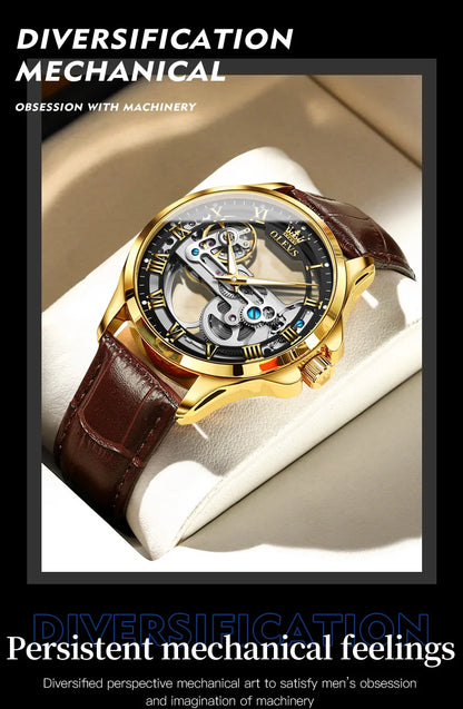 OLEVS 6661 Men Top Brand Watch Luxury All Transparent Hollow Men Mechanical Watch Original Fashion Waterproof Classic Men Watch