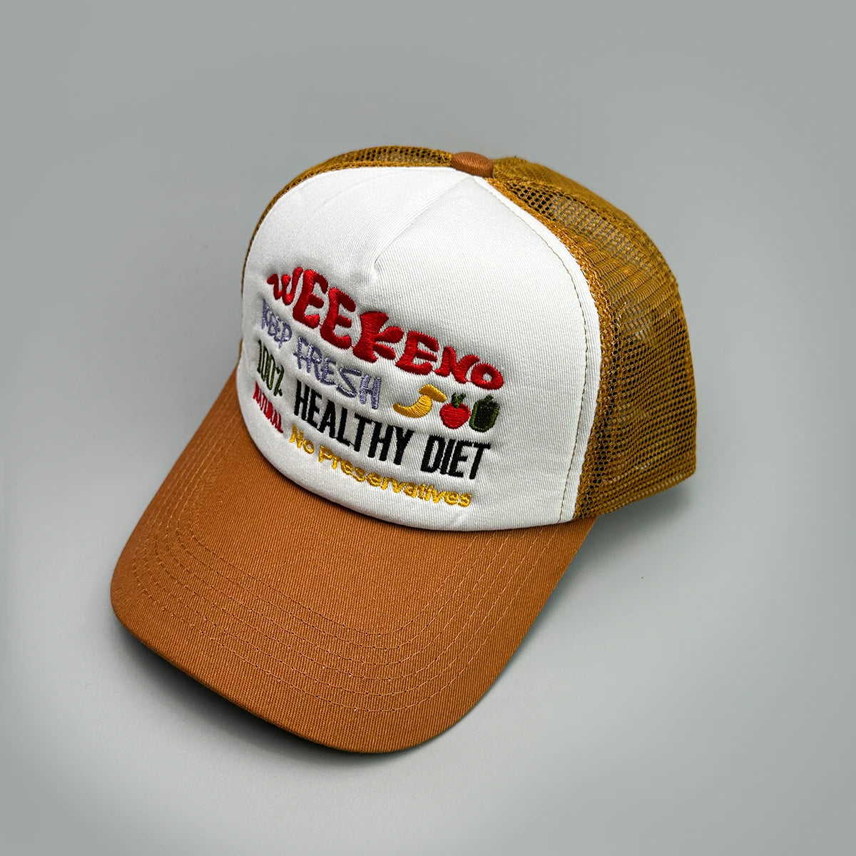 Embroidered Fresh Fruit Letters Baseball Hats New Unisex Color Block Sunshade Casual Breathable Versatile Fashion Trucker Caps