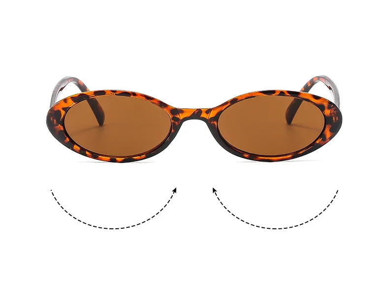 Små ovala solglasögon för kvinnor och män, trendiga, vintage, hiphop, cat-eye, leopardmönster, svarta, punk, UV400, Oculos
