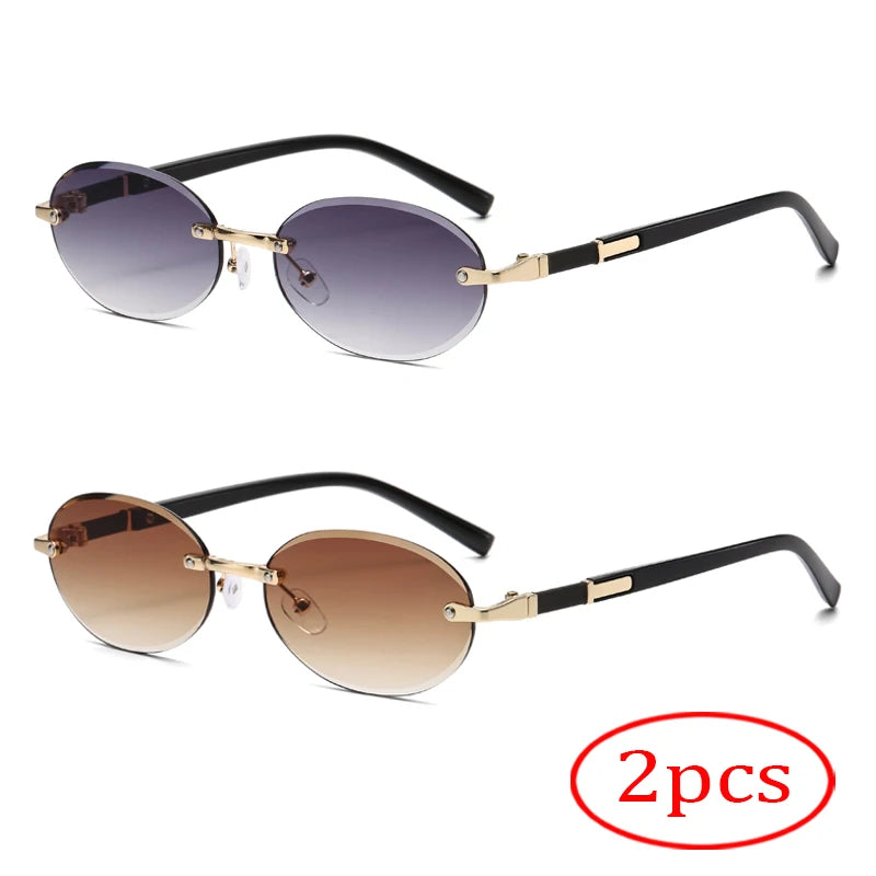Rimless Sunglasses Oval Fashion Popular Female Male Sunglasses Round Sunglasses Female Male Summer Travel Glasses