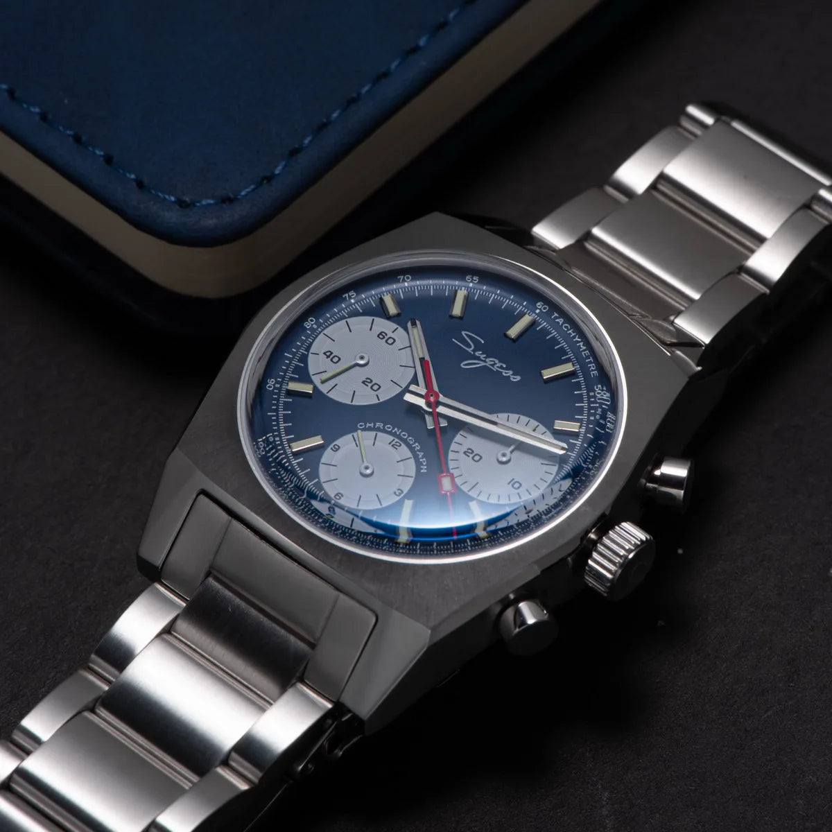 Sugess S419 Series 37mm Original Swanneck Movement Chronograph Master Mens Watch Mechanical Wristwatch Dome Sapphire Crystal New