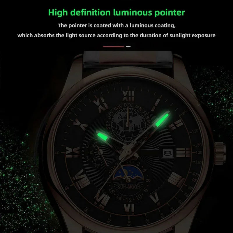 2026 New Luxury Men's Sport Watch Fashion Top Waterproof Luminous Leather Date Quartz Wristwatch Man's Clock