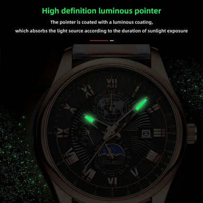 2026 New Luxury Men's Sport Watch Fashion Top Waterproof Luminous Leather Date Quartz Wristwatch Man's Clock
