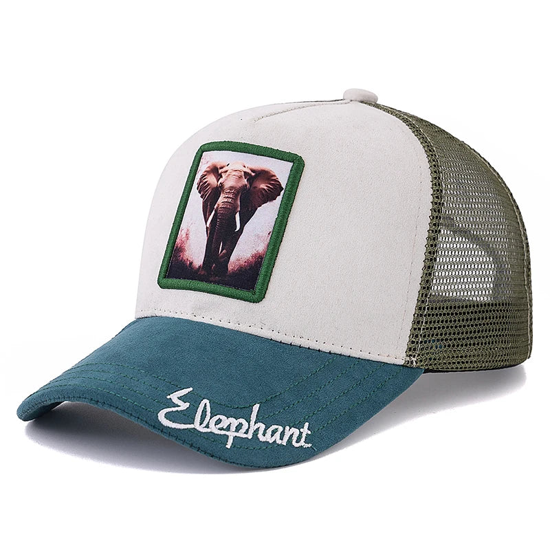 Hot Sale Unisex Mesh Cap Lion Pattern Patch Design Suede Hat Women And Men Summer Animal Baseball Cap Fashion Trucker Hat