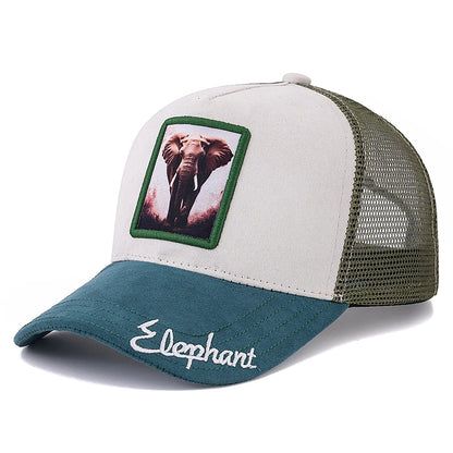 Hot Sale Unisex Mesh Cap Lion Pattern Patch Design Suede Hat Women And Men Summer Animal Baseball Cap Fashion Trucker Hat