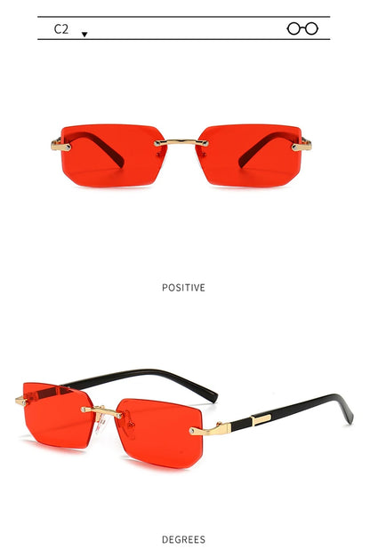 Mode Rimless Solglasögon Män Kvinnor Populära Ramlösa Solglasögon Man Kvinna Klassiska Små Fyrkantiga Sommar Resesolglasögon