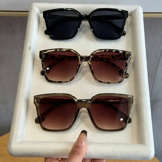 3Pcs Women's Retro Fashion Oversized Rectangular Frame Combination Sunglasses Uv Protection Outdoor Sunglasses