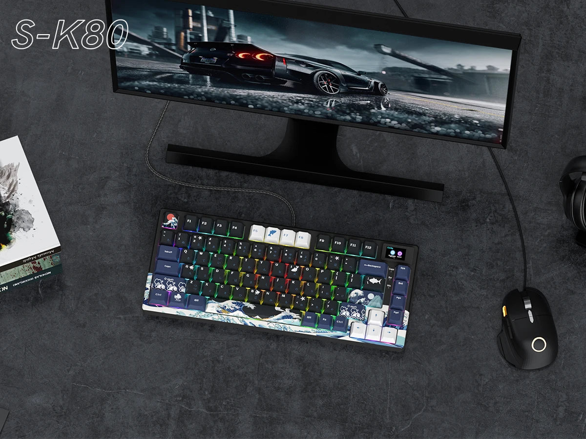 womier S-K80 Gamer Keyboard with Color OLED Display Mechanical Gaming Keyboard Hot Swappable Gasket Mount RGB Custom Keyboard