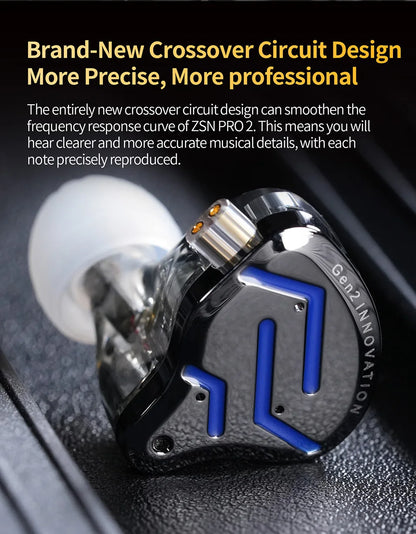 KZ ZSN Pro 2 In-Ear Metal Headphones Sport Noise Canceling Music Headphones Hybrid Drivers 1BA+1DD HIFI Bass Headphones