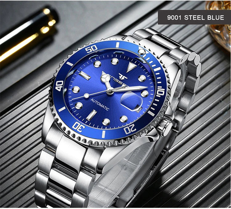 BINBOND mekaniske armbåndsure til mænd, luksuriøse, selvlysende, vandtætte, automatiske, med tourbillon, skeletterede
