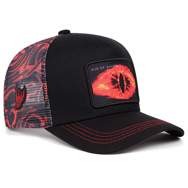Casquette de baseball graffiti « Œil de Sauron », casquette en maille hip-hop, casquette de camionneur