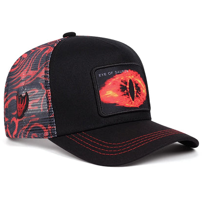 Casquette de baseball graffiti « Œil de Sauron », casquette en maille hip-hop, casquette de camionneur