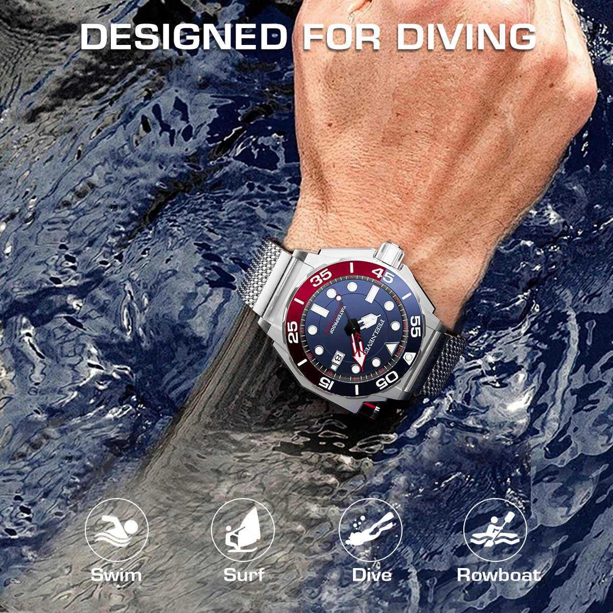FeelNever Top Brand Luxury Automatic Watch For Men Fashion Business Watch Men Military Waterproof Men's Mechanical Wristwatches