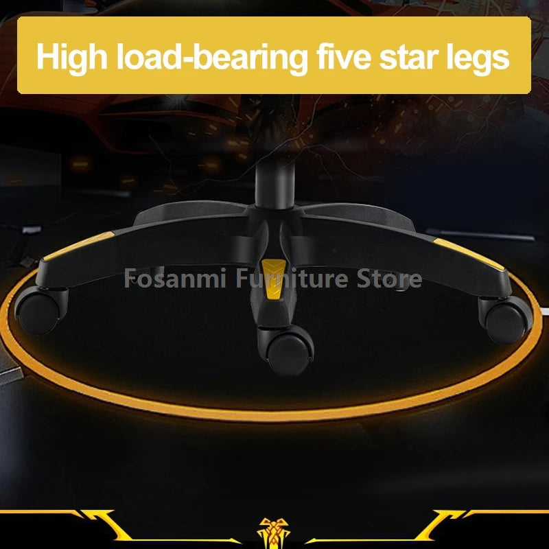 Fosanmi Gaming Chair with Footrest & Headrest, Ergonomic Leather Racing Chair, Swivel Computer Gaming Chair with Adjustable Armrests for Office