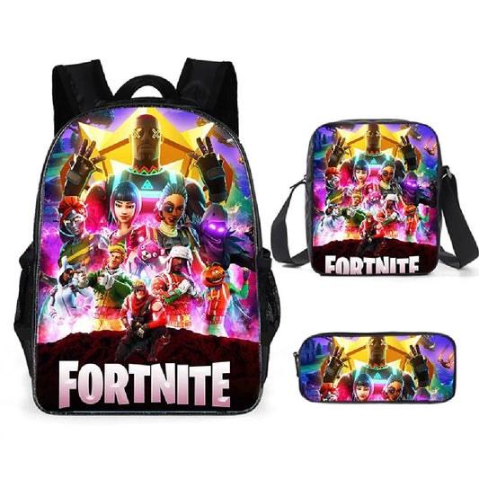 Fortnite Anime-Charakter neue Rucksäcke Cartoon Battle Royale Schüler 3-teiliges Set Schultasche Brotdose Stiftemäppchen Anime-Geschenke