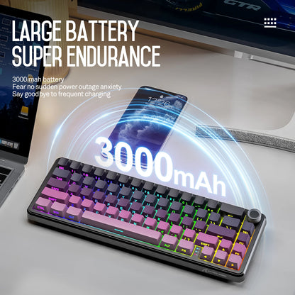 Teclado mecánico inalámbrico Attack Shark X66 con diseño compacto 65%, retroiluminación RGB, montaje gasket, hot swap, Bluetooth, USB-C, PBT y batería de gran capacidad