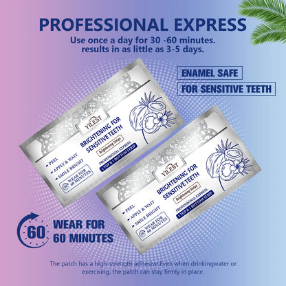 14 Strips Teeth Whitening Strips,Remove Plaque Stains Cleaning Oral Hygiene Sensitivity Relief,Fresh Breath Brighten Tooth Care
