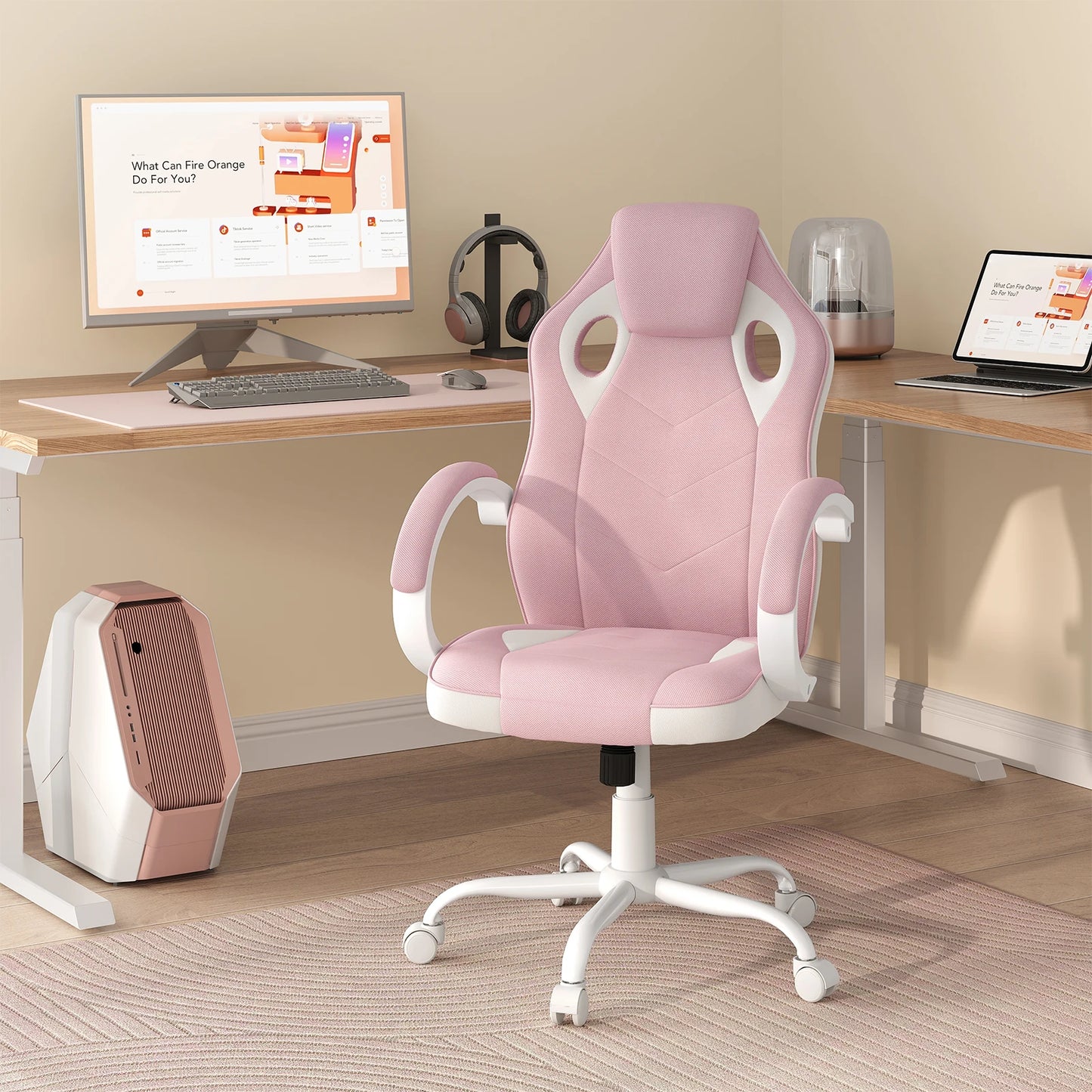 WOLTU Gaming Chair Gamer Armchair Office Computer Chair Ergonomic Design Fabric 360° Swivel Chair Adjustable Height High Back