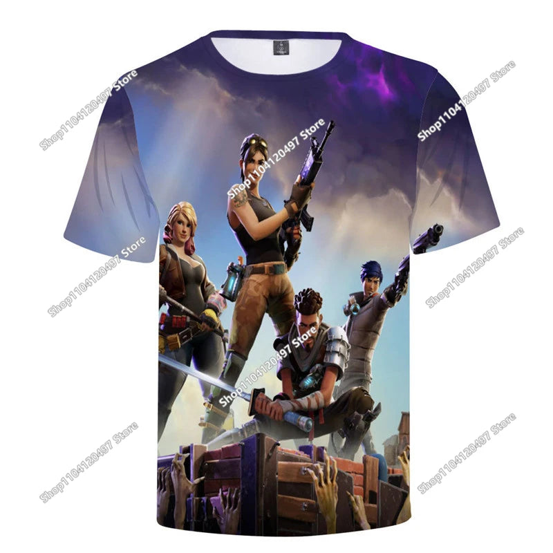Kinder-Sommer-T-Shirt Battle Royale Fortnite Hero Victory 3D-T-Shirt – Shirts für Jungen, Mädchen und Babys