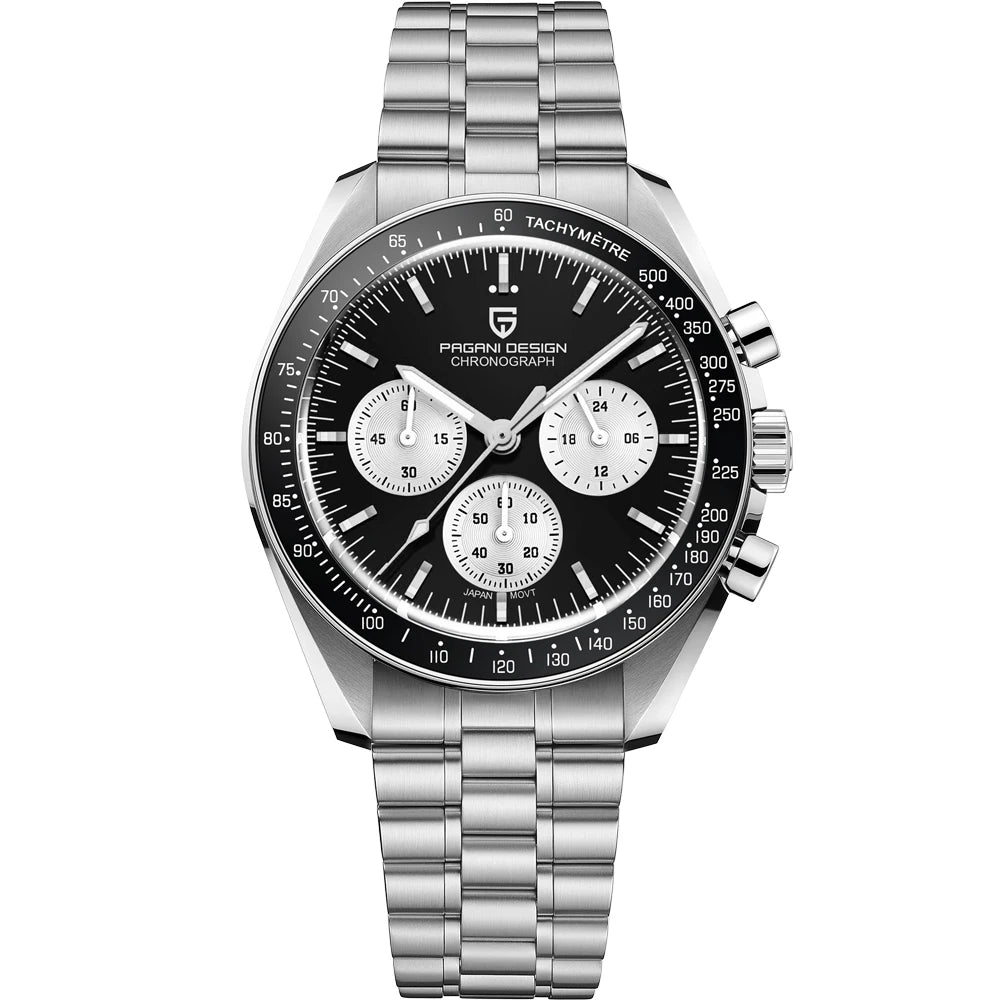 PAGANI DESIGN Moon-ur – Luksus-kvarts-kronograf til mænd, sporty stil, safirglas med antirefleksbehandling, selvlysende display