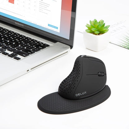Delux M618XSD Seeker Ergonomic Vertical Mouse with OLED Screen 4000DPI Rechargeable 1000mA Removable Back Cover For Computer