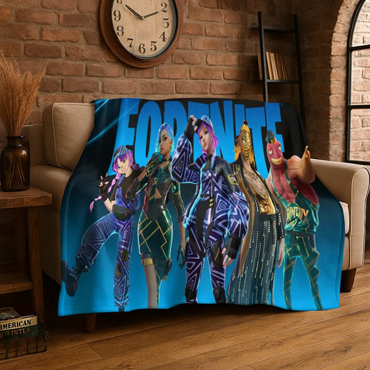 Cartoon-F-Fortnite-Gamer-Flanelldecke – weiche, warme Kuscheldecke für Schlafzimmer, Wohnzimmer, Bett, Reisen, Camping, Picknick und als Geschenk