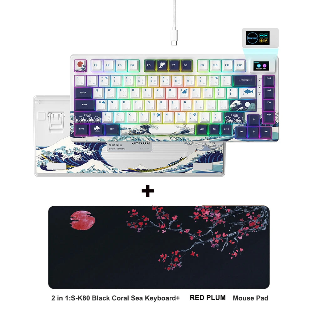 Womier S-K80 Keyboard Liquid 75% Hot Swap Keyboard with Color OLED Display Mechanical Gaming Keyboard Gasket Mount RGB for Windo