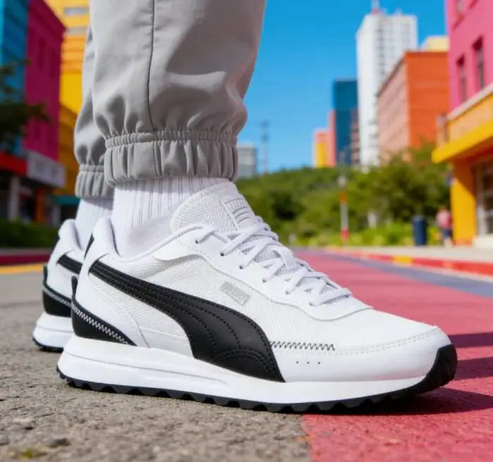 Nouvelles chaussures décontractées PUMA Road Rider unisexe en tissu, confortables, à amorti doux, basses, pour le quotidien, blanches et noires 397432-05