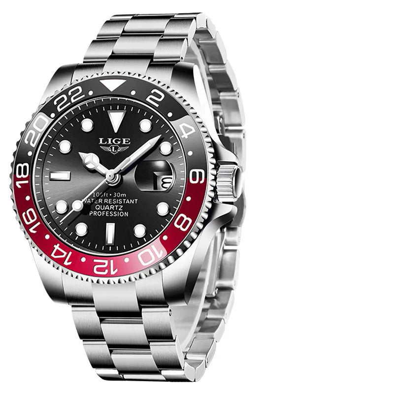 LIGE 2025 brand new men's watch luminous stainless steel business quartz luxury clock waterproof watches for men reloj hommes