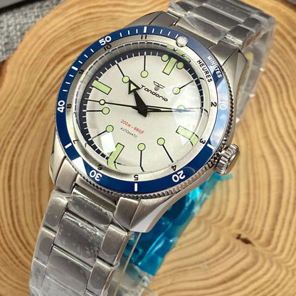 200M Water Resistant Mechanical Wristwatch Miyota 8215 Domed Sapphire Glass 120 clicks Bezel Steel Band Luminous Marks