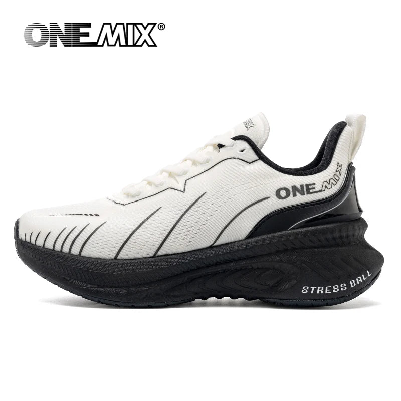 Zapatillas de running ONEMIX White Road para hombre con amortiguación de aire, deportivas de exterior, zapatillas de entrenamiento masculinas de verano para jogging, calzado para mujer