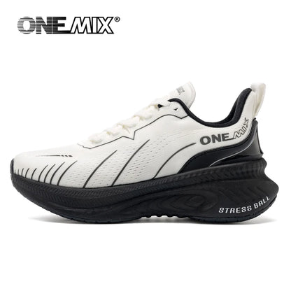 Zapatillas de running ONEMIX White Road para hombre con amortiguación de aire, deportivas de exterior, zapatillas de entrenamiento masculinas de verano para jogging, calzado para mujer