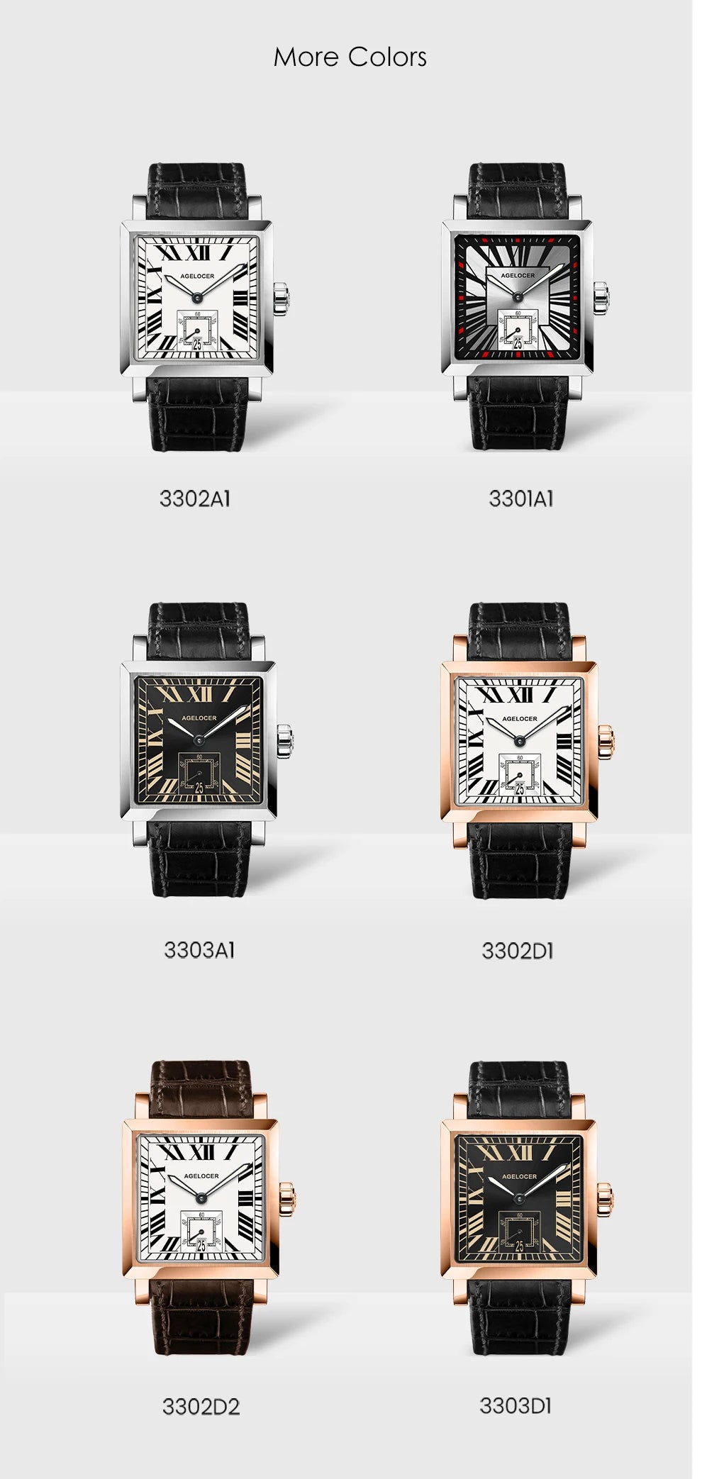 AGELOCER Original Codex Watch Men's Square Business Formal Automatic Mechanical Watch Birthday Gift for Men
