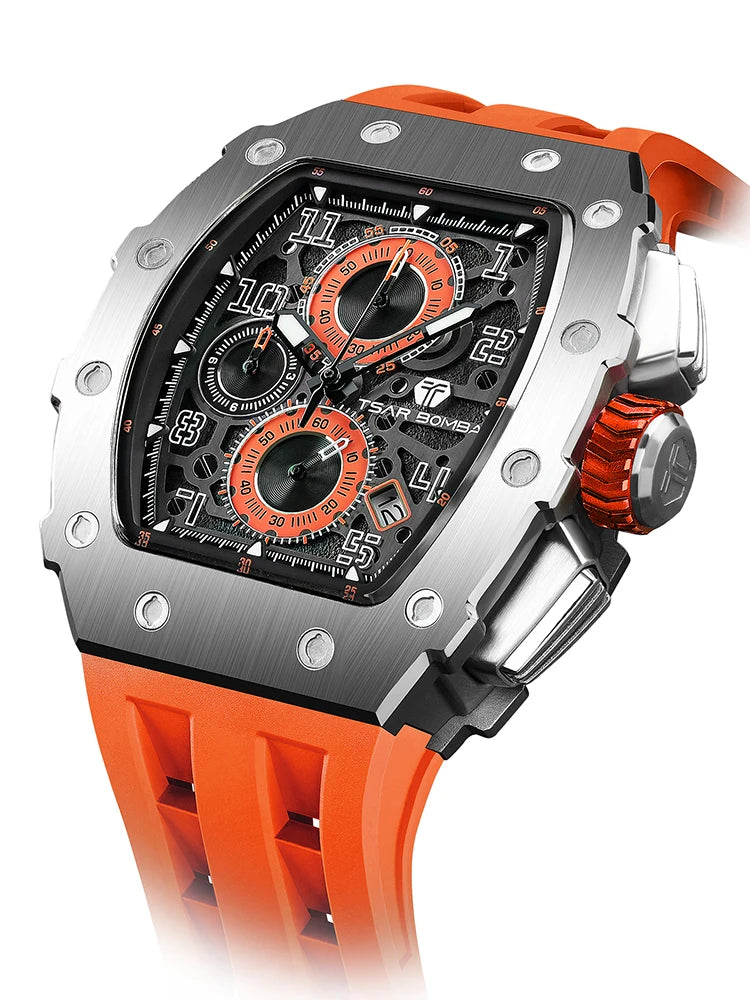 Orologio da uomo TSAR BOMBA New TB8204, cronografo al quarzo giapponese, impermeabile 50M, stile sportivo fashion, orologio da polso di lusso, regalo da uomo