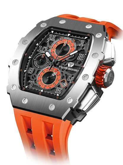 Orologio da uomo TSAR BOMBA New TB8204, cronografo al quarzo giapponese, impermeabile 50M, stile sportivo fashion, orologio da polso di lusso, regalo da uomo