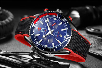 Classic Luxury Men Automatic Watch Multifunction Mechanical Wristwatch Rubber Strap Waterproof Week Date Watches Reloj Hombre