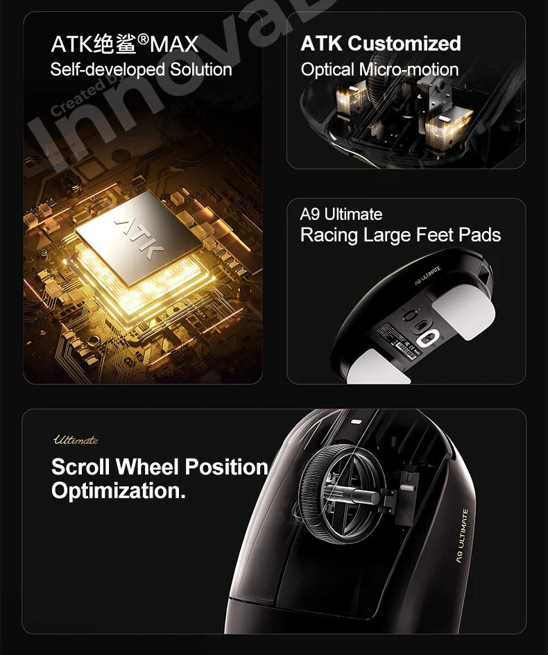 ATK Dragonfly A9 Ultimate bezdrátová herní myš A9 Air PAW3950 ultralehká ergonomická e-sportovní myš pro hráče FPS CSGO A9 Ultra