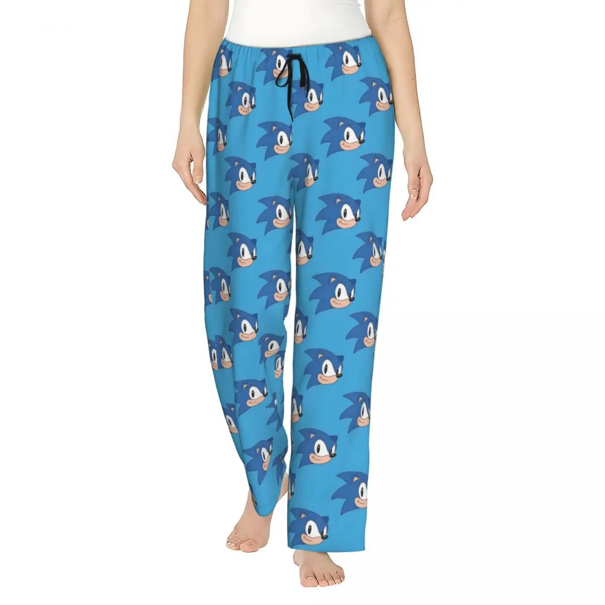 Custom Women Soniced Pajama Pants Printed Hedgehog Game Sleep Sleepwear Bottoms with Pockets
