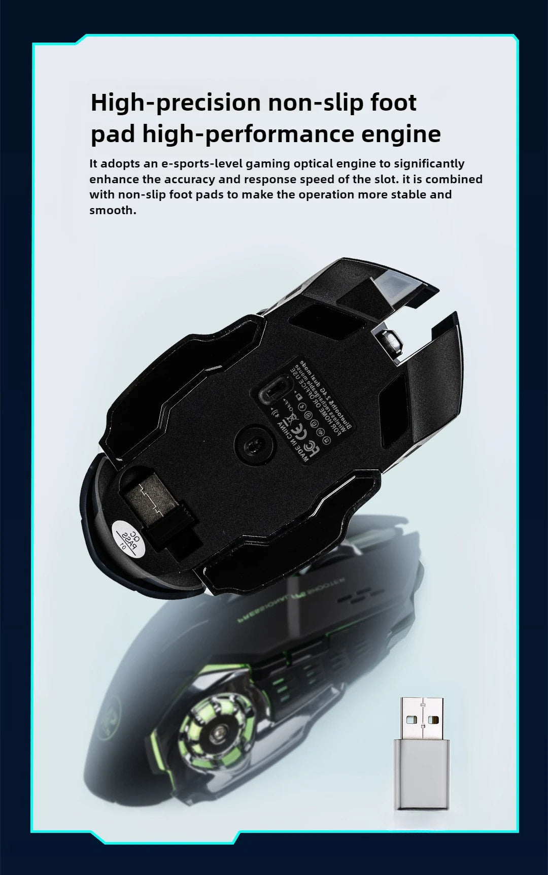 MINGCVIL Rechargeable Wireless Mouse Gaming Computer Bluetooth Mouse USB Mechanical E-Sports Backlight PC Mouse For Computer