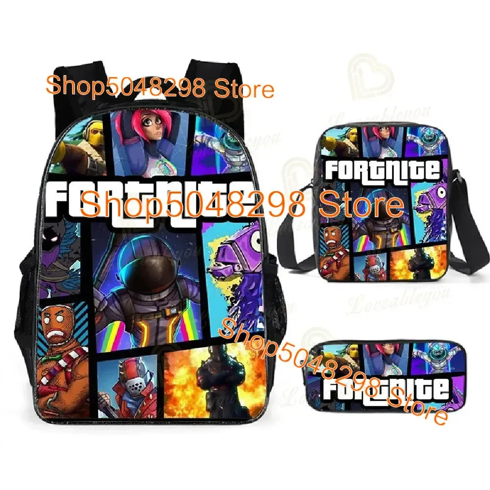 Astuccio grande in canvas kawaii per penne e matite, per ragazzi e ragazze, stampa Fortnite, articoli scolastici, cancelleria, regalo di compleanno per adolescenti