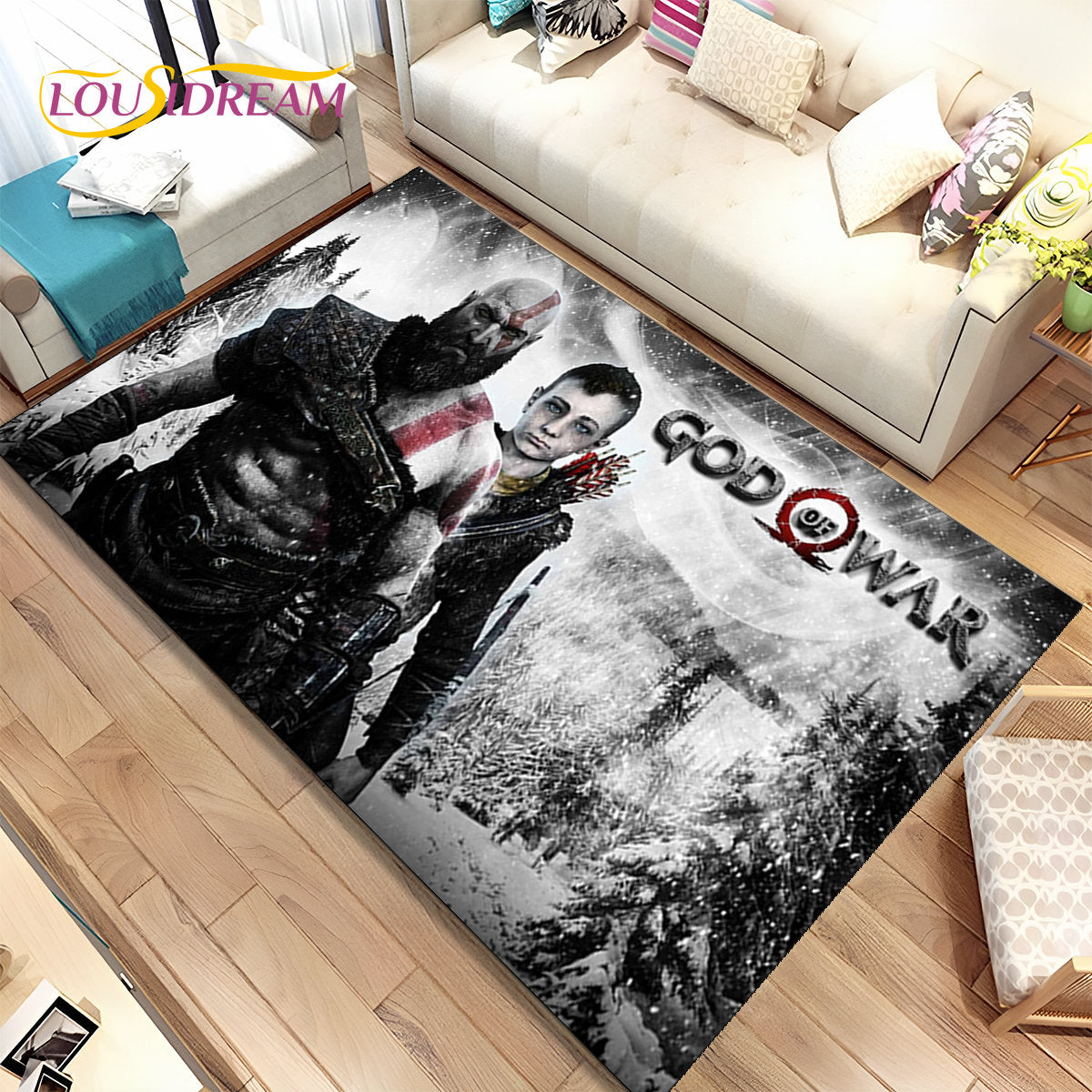 God of War Game Gamers Kratos  Area Rug,Carpet Rug for Living Room Bedroom Sofa Doormat Decoration, Kids Play Non-slip Floor Mat