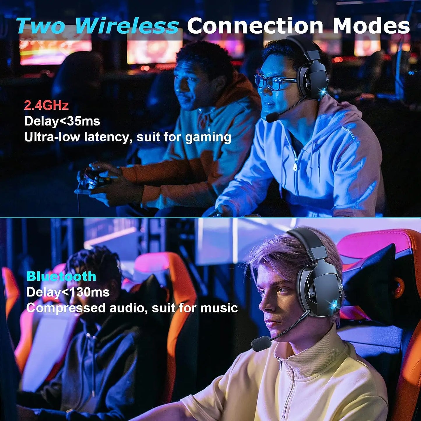Acinaci 2.4GHz Wireless Gaming Headset for PS5, PS4 Gamers, PC, Nintendo Switch, Bluetooth Gaming Headphones and microphone