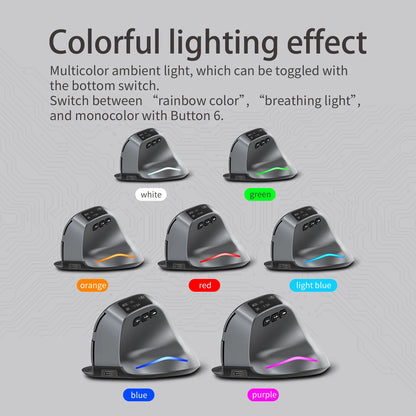 ZELOTES F-26C Vertical Mouse 2.4G Wireless Bluetooth Mouse Ergonomic Silent Gaming Mice 3200DPI LED Display Screen for PC Laptop