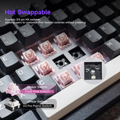 Akko 5075 V3 Keyboard 75% ANSI-US With Volume Hot-swappable RGB USB Type-C/2.4g&BT5.0 Tri-mode Custom Gaming Mechanical Keyboard